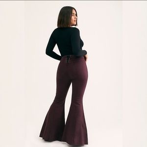 Free People CRVY High Rise Lace Up flare jeans